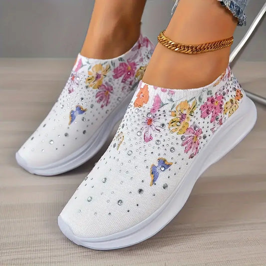 Zapatillas deportivas con estampado de mariposas y flores para mujer